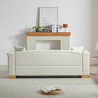 Harper & Bright Designs 84" Classic Modern Chesterfield Sofa - Velvet 3-Seater Couch with Rolled Arms, Tufted Back & Studs for Living Room - Beige
