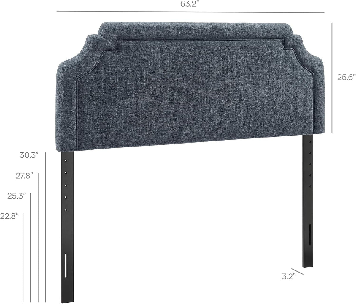 Modway Magnolia Queen Size Upholstered Fabric Headboard in Slate Blue - Padded Cushioned Headboard with Woven Heathered Upholstery and Adjustable Mounting Positions