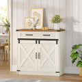 Hzuaneri Kitchen Storage Cabinet, Buffet Cabinet with Storage, Modern Farmhouse Sideboard Cabinets with Drawer, 31.5" Coffee Bar Cabinets with Doors & Adjustable Shelves, for Kitchen, White Brown