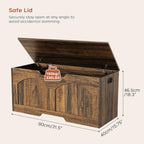 oakvivo Storage Chest, 31.5" Storage Bench with 2 Safety Hinges, Farmhouse Style, 31.5 x 15.7 x 18.3 Inches, U-Shaped Opening for Entryway, Bedroom, Living Room, Supports 330 lb, Rustic Brown