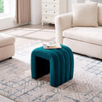 Multi-Functional Ottoman Stool, Footrest for Couch, Modern Vanity Stool for Make-up Room, Living Room and Entryway, Small Cute Footstool (Teal Velvet)