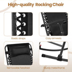 Yaheetech 26in Rocking Chair Outdoor Zero Gravity Folding Chairs Rocking Chairs Foldable Outdoor Reclining Lounge Chair for Outside Lawn with Cupholder/Pillow Ergonomic Design for Rest, Black