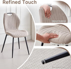 Dining Chairs Set of 4, Upholstered Living Room Chairs Modern Fabric Wingback Kitchen Chairs for Apartment Waiting Room, Khaki