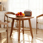 Solid Wood Round Dining Table for 2-4, 31.5-Inch Farmhouse Small Kitchen Table for Dining Room, Kitchen, or Small Spaces (Brown)