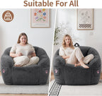 Vipbear Cat Paw Bean Bag Chair, Oversized Air-Cushion Sofa Chair Dark Gray | 39", air-cushion filling, cat paw Pocket, carry handle, oversized firm support, ergonomic, plush faux fur, gaming, reading