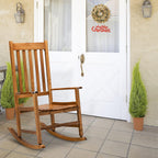 Rocking Chair Wooden Frame Chair Indoor and Outdoor,Outdoor Rocking Chair, Patio Wooden Rocking Chair with Smooth Armrests, High Back for Garden, Balcony, Porch, Supports Up to 352 lbs., Natural