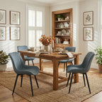 Rowill Dining Chairs Set of 2 Modern Faux Leather Kitchen Chairs with Thickened Metal Frame, Scratch-Resistant Upholstery,Widened Seat & Anti-Slip Pads, Cushioned Backrest for Kitchen,Greyish Green