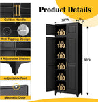 SteeLoong 90”Metal Pantry Storage Cabinet with Doors & 4 Adjustable Shelves | Kitchen Pantry Cabinet,Black Kitchen Cabinet with 4 Gold Handles,Tall Cabinet for Livingroom,Pantry, Bathroom,Kitchen,Garage