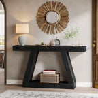 Tribesigns Farmhouse Console Table, 55-Inch Rustic Sofa Table with Storage, Industrial Wooden Entryway Table for Hallway, Living Room, Black & Brown
