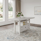 Signature Design By Ashley Robbinsdale 72-Inch Counter Height Dining Table with Kitchen Island Storage, Rubberwood Solids, Ash Veneer and MDF Substrates, Antique White