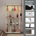 Glass Display Cabinet with LED Light Strip, 4 Shelves with 2 Doors, Glass Top Curio Storage Cabinets with Lock & Caster for Living Room,Floor Standing Bookshelf, Quick Installation - White