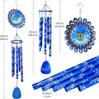 33" Memorial Wind Chimes Outside | Deep Tone Sympathy Windchime with Animated Butterfly Spinner, Rust-Resistant Garden Decoration, Gift for Women/Mom/Wife/Grandma/Housewarming