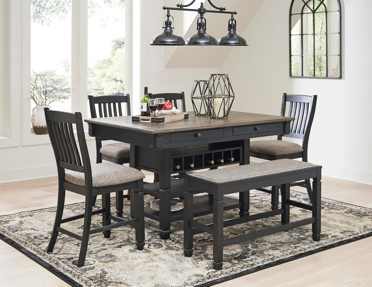 Signature Design by Ashley Counter Height Table with Storage, Farmhouse