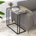 C-Shaped Side Table, Modern End Table with Metal Frame, Space Saving Design for Living Room，Large Surface Couch Table for Bedroom, and Home Office，24 x 12 x 24 inches (Grey)