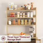 IDEALHOUSE Bakers Rack with Storage Cabinet, Microwave Stand with Power Outlets, Farmhouse Bakers Rack with Thick Table Top, Small Kitchen Bakers Rack for Kitchen,Dining Room,Peer Wood