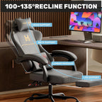Gaming Chair with Footrest, Ergonomic Video Game Chair with Adjustable Lumbar and Headrest Massage Support,PU Leather High Back Recliner Comfortable for Office, Game and Study, Black