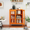QINPTWUT 40" Industrial Storage Pantry, Kitchen Storage Cabinet with Mesh Door, 2 Adjustable Shelves, Freestanding for Kitchen, Dining Room,Bedroom, Workshop, Office, Garage (Orange, 40")