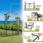 VINGLI Garden Arbor Arch with Gate and Planter Box, Wedding Arch Archway for Ceremony Party, Trellis for Plant Climbing, Christmas Decorations Pergola for Backyard, Lawn, Patio, Yard