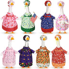 8 Set Seasonal Holiday Goose Outfits Fall Halloween Christmas Summer All Seasons Lawn Porch Goose Clothes Costume for 23" Cement Statue Garden Patio Outdoor Decoration(Girl Style)