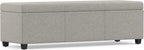 SIMPLIHOME Avalon 54" Wide Linen Look Fabric Storage Ottoman in Cloud Grey | Contemporary lift-top ottoman with high-density foam; rectangle storage bench or coffee table for living room or entryway.