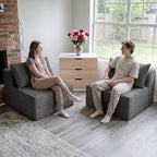 Loveseat Couch Bed,Convertible Sofa Bed with Pillows,Pull Out 2-Seater Small Couch,Fold Out Floor Futon Sleeper Sofa Bed for Living Room Bedroom,Grey,2-Piece Set
