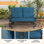 Incbruce Outdoor Swing Glider Rocking Chair Patio Bench for 2 Person, Garden Loveseat Seating Patio Steel Frame Chair Set with Cushion, Peacock Blue