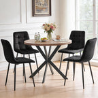 5-Piece Round Dining Table Set - Kitchen Table Chairs Set of 4 with Black Velvet Upholstered Chairs -Dining Table Set for 4
