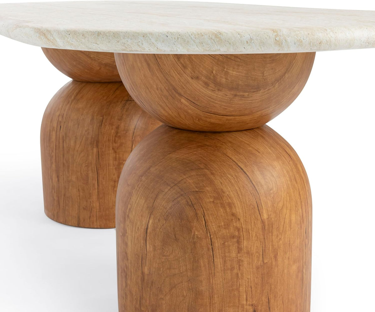 Tov Furniture Cynthia Travertine Concrete Indoor/Outdoor 87" Long Dining Table