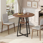 MAHANCRIS 31.5" Round Dining Table for 2-4, Farmhouse Kitchen Table with Storage Shelf, Small Circle Dining Table Space Saving, for Dining Room, Kitchen, Living Room, Walnut and Black DTHZ8201