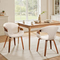 Zouron Dining Chairs Set of 2, Modern Fabric Desk Chairs with Wooden Legs, Accent Armchairs for Kitchen Dining Room, Beige Fabric