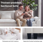 URRED Oversized Modular Sectional Sofa，Solid Beige：122" U Shaped | Modern Comfy Cloud Couch with Movable Ottoman and Pillow, Deep Seat Couches for Living Room, Bedroom or Apartment