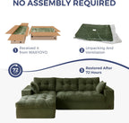 MAXYOYO Couch, 104-Inch L-Shaped Cloud Couch with Ottoman | Dark Green Upholstered Sofa Features Layered Cushions and Flexible Modules with No Assembly, Ideal for Modern Living Rooms.