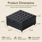 Black Leather 36 Inch Extra Large Lift Top Living Room Storage Ottoman | LINLUX Tufted Upholstered Shoe Storage Entry Bench, Bed Benches For Foot Rest, Lift Footrest For Dorm Bedroom Office