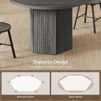 SICOTAS Round Dining Table for 4 6 People 47" Fluted Kitchen Dinner Table Modern Wooden Circle Dining Room Table with Sturdy Base for Dining Room Kitchen Living Room, Dark Grey Alder