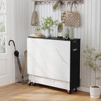 Folding Dining Table with Drawer,3-Tier Wine Cooler Storage and 2-Layer Metal Storage Rack-Extendable Drop Leaf Farmhouse Wood Kitchen Dining Room Tables Set for 4 (White and Black)