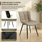 YOUTASTE Khaki Dining Chairs Set of 2, Comfy Faux Leather Upholstered Kitchen Chairs with Black Metal Legs, Mid-Century Modern Design, Accent Chair for Dining Room, Bedroom, Reception