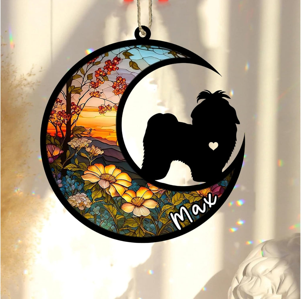 Personalized Dog Memorial, Custom Name Shih Tzu Dog Christmas Ornament with Name, Custom Breeds, Pet Loss Light Catcher, Gifts for Lovers Loss of Pet Sympathy on Mothers Day Christmas