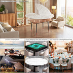 Big Foldable Round Table Tops only Extender, Large Round Folding Tabletop Extender Extend-8in No Legs, 4-fold Portable Wooden Dining Table top for Dining/Kitchen (White, D:59.05IN)