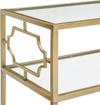 Gretna Rectangular Antique Gold Metal and Glass Accent Table