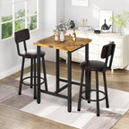 Recaceik 3 Piece Pub Dining Set, Modern bar Table and Stools for 2 Kitchen Counter Height Wood Top Bistro Easy Assemble for Breakfast Nook Living Room Small Space Restaurant, Rustic Brown 24”