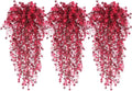 Artificial Hanging Plants Artificial Fall Flowers Faux Autumn Plants Artificial Ferns for Outdoors Hanging Fake Vines Faux Hanging Plants for Fall Decor Indoor Outdoor House Wedding Party(Wine Red)