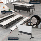 Conference Tables On Wheels,6 Pack Modular Folding Conference Room Table Mobile Meeting Training Table for Office,Modern Rolling Seminar Tables for School,Classroom(70.8" L * 23.6" W *29.5" H, 4)