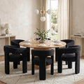 HNY Modern Barrel Kitchen & Dining Room Chairs Set of 6, Sherpa Upholstered Accent Chairs with Arm, 18.5'' Wide Side Armchairs Vanity Chairs for Living Room Bedroom Makeup Small Spaces, Black
