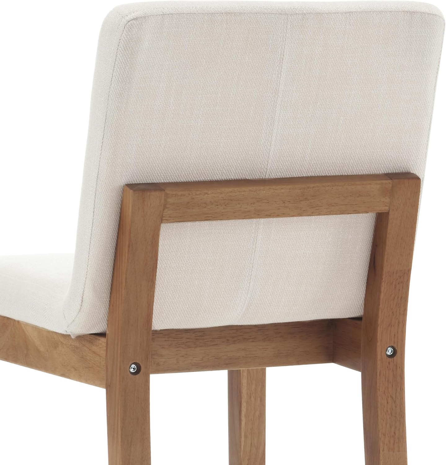 Kmax 30 Inch Bar Stools Set of 2 with Back Support, Linen, Cream | Farmhouse, Wooden Frame, Armless, Upholstered