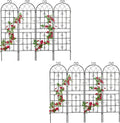 8 Pack Metal Garden Trellis 71" H Garden Fence Rustproof Trellis for Climbing Plants Support Roses Flower Outdoor Lawn Black