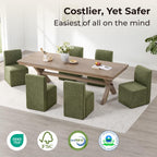 CHITA Dining Chairs with Casters Set of 4, FSC Certified Upholstered Armless Modern Rolling Dining Chairs with Rollers for Bedroom Reading Room Living Room, Fully Assembled, Moss Green