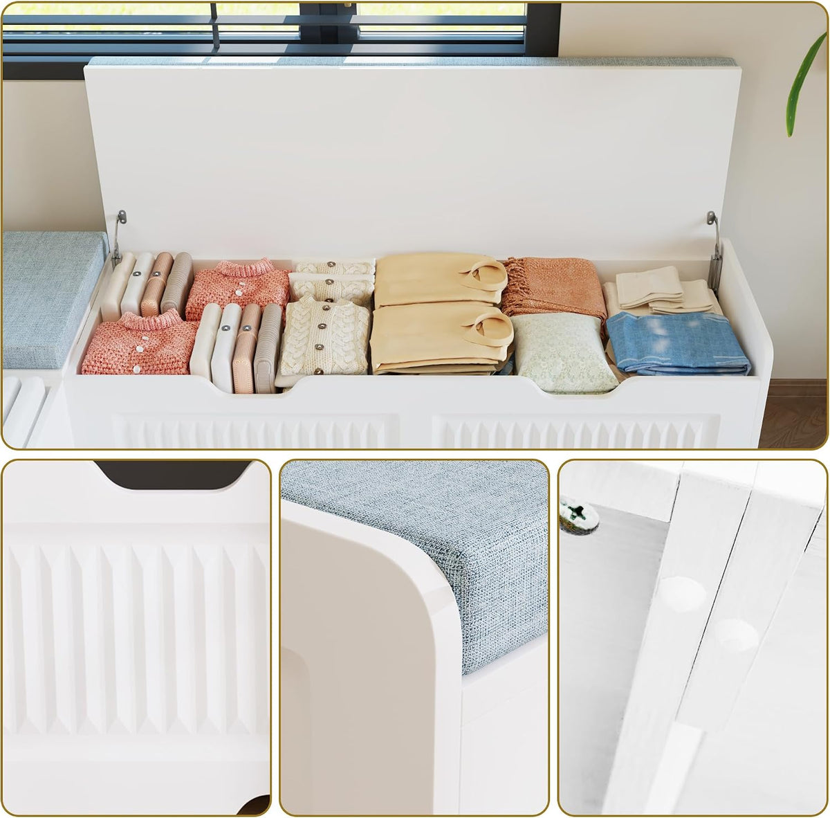 L Shape Storage Bench,63 in L-Shaped Kitchen Breakfast Corner Bench with Cushioned Seat and Hidden Storage Function,Wooden Backless Bench for Entryway,Suitable for Dining Room,Kitchen