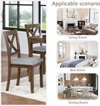 Ball & Cast Wood Frame Dining Chairs Set of 4, Modern Linen Upholstered Kitchen-Chairs with Padded Seat, 330lb Heavy Duty X-Backrest Side Chair for Dining Living Room, Easy Assembly, Walnut
