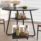 Bigbiglife 43.3" Dining Table for 4, Round Kitchen Table with Storage, Space Saving Circle Dinner Table, Farmhouse Kitchen & Dining Room Tables with Metal Legs for Dining Room (Black)