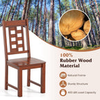 GIANTEX Wooden Dining Chairs Set of 2, Kitchen Chair w/Solid Rubber Wood Frame, High Hollowed Backrest, Wide Seat, 400 LBS Load, Farmhouse Side Chairs for Kitchen, Dining Room, Living Room